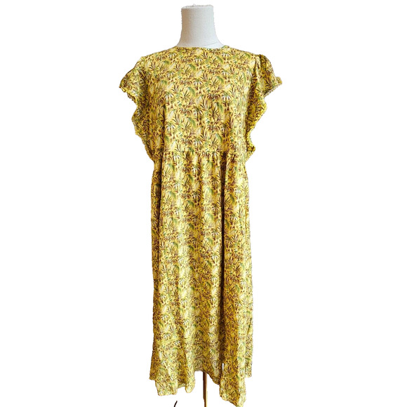 NWT Ann Taylor Floral Ruffle Sleeve Maxi Dress Large Petite FALL AUTUMN colors - Picture 1 of 7